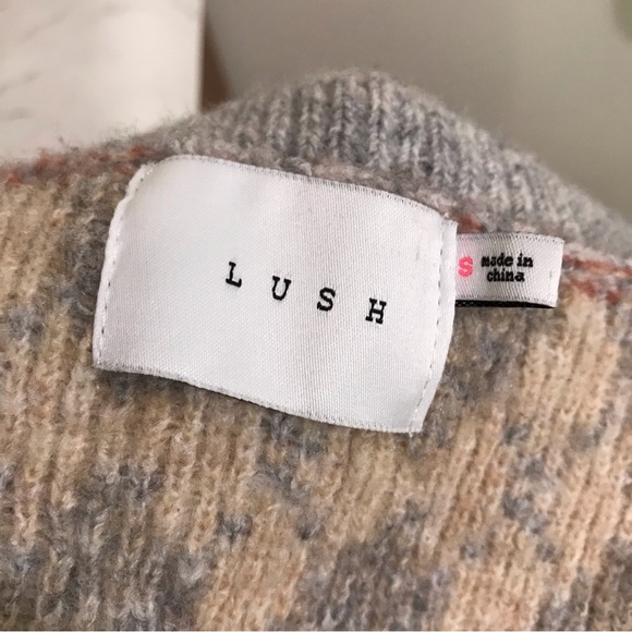 Lush Argyle Thick Knit Sweater Cardigan Size Small - Picture 9 of 10